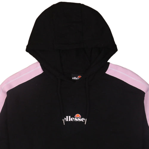 Ellesse Women's Black & Pink Pullover Hoodie UK 10 Cotton Logo