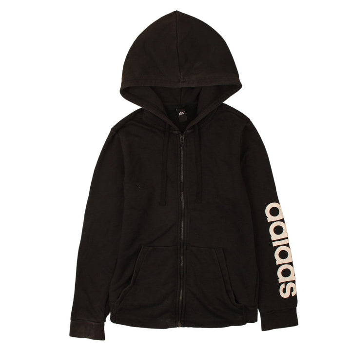 Adidas Womens Black Full Zip Hoodie Size M Classic Logo Design
