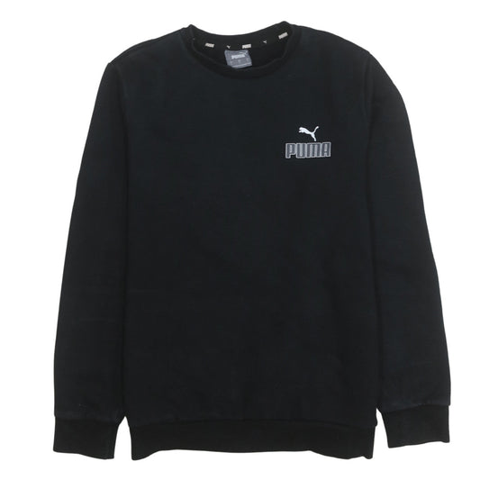 Puma Womens Black Small Pullover Sweatshirt Crew Neck Logo