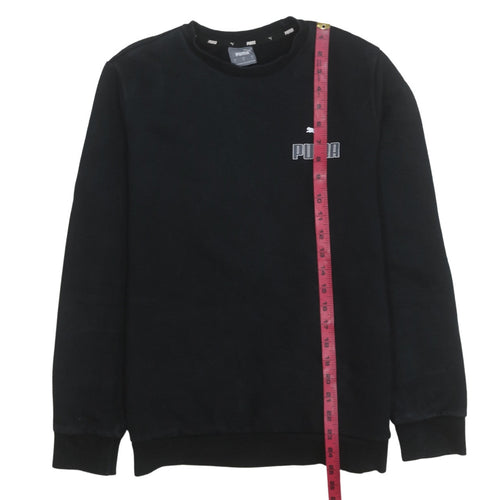 Puma Womens Black Small Pullover Sweatshirt Crew Neck Logo