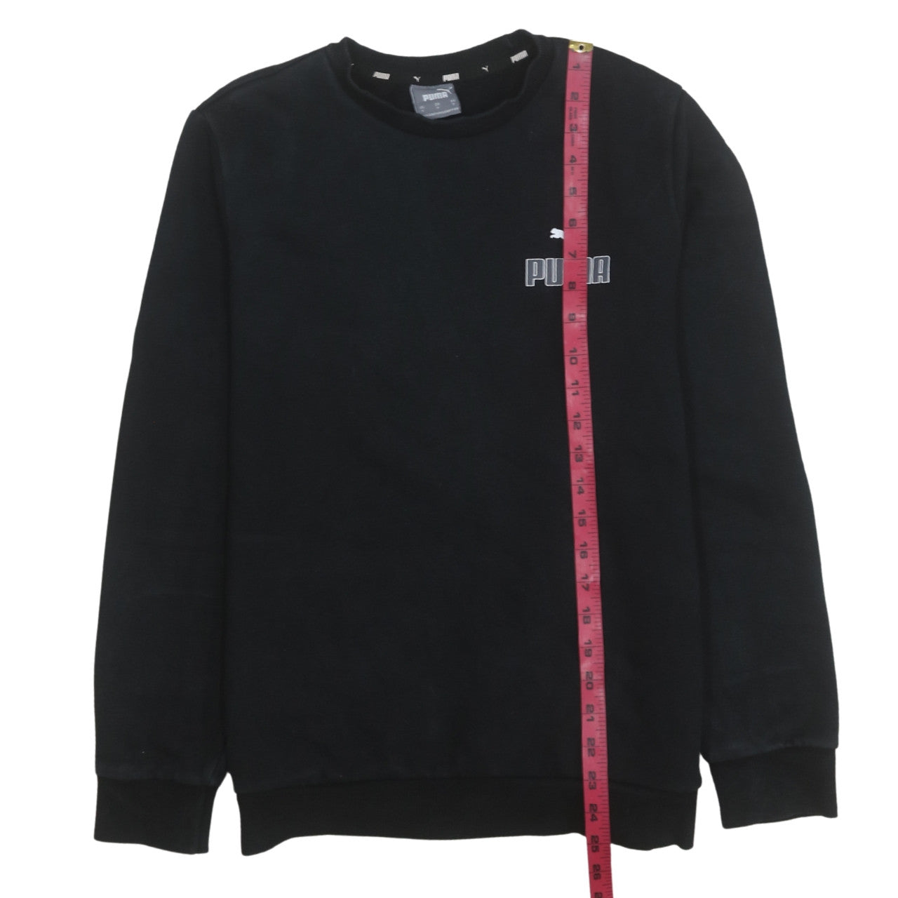 Puma Womens Black Small Pullover Sweatshirt Crew Neck Logo