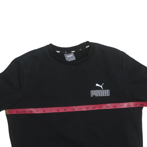 Puma Womens Black Small Pullover Sweatshirt Crew Neck Logo