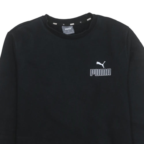 Puma Womens Black Small Pullover Sweatshirt Crew Neck Logo