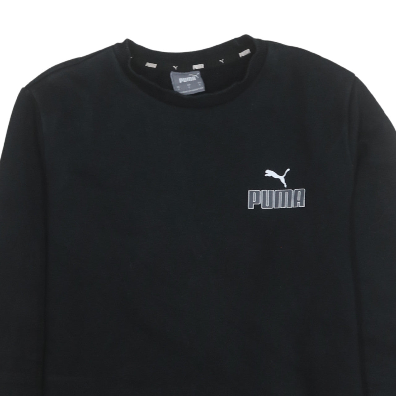 Puma Womens Black Small Pullover Sweatshirt Crew Neck Logo
