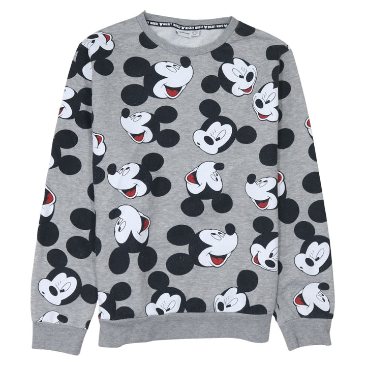 Disney Women Grey Mickey Mouse Sweatshirt M Graphic Pullover