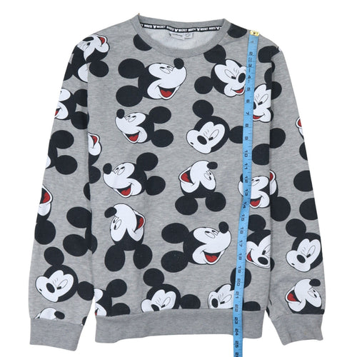 Disney Women Grey Mickey Mouse Sweatshirt M Graphic Pullover