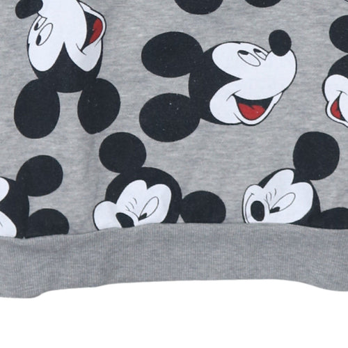 Disney Women Grey Mickey Mouse Sweatshirt M Graphic Pullover