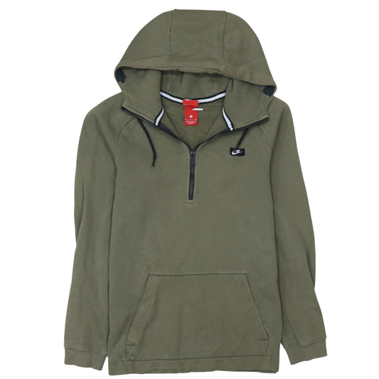 Front view of Nike Men Green 1/2 Zip Hoodie, size M, Regular Fit Sportswear