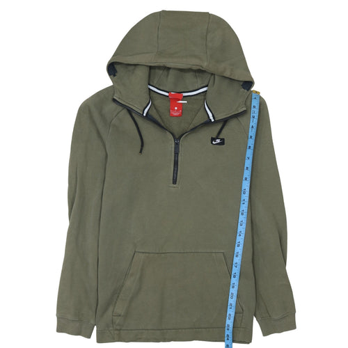 Nike Men Green 1/2 Zip Hoodie Size M Regular Fit Sportswear