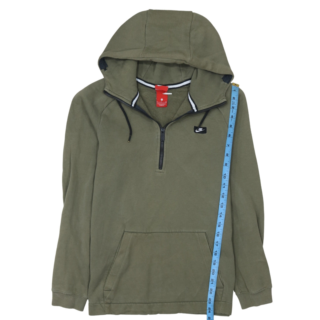 Nike Men Green 1/2 Zip Hoodie Size M Regular Fit Sportswear