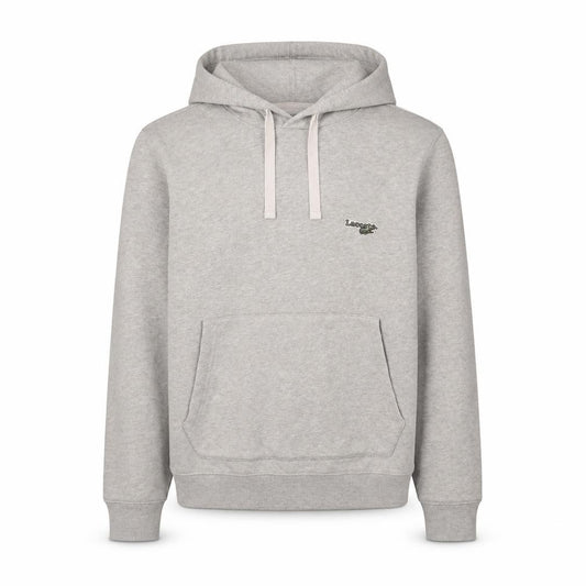 Front view of Lacoste Men's Grey XS Pullover Hoodie with Logo Detail