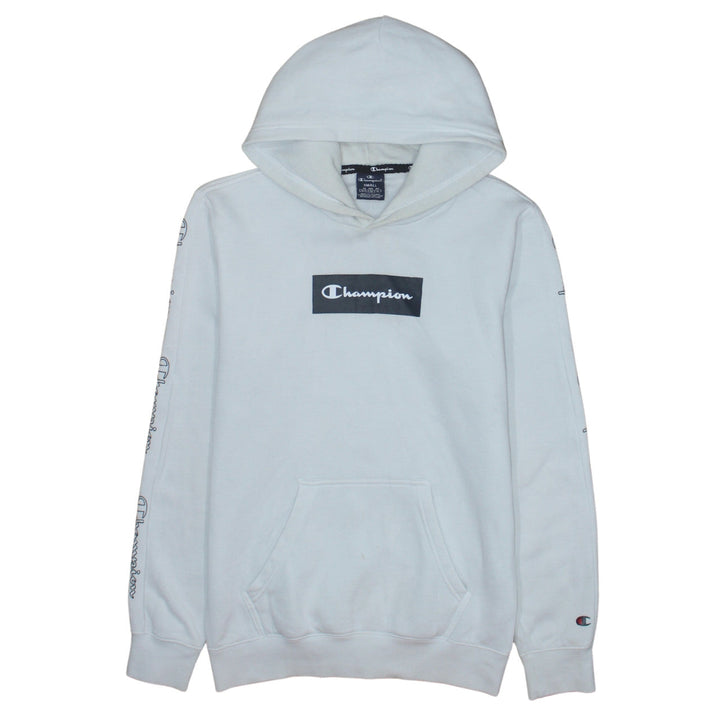 Champion Men's White Small Pullover Hoodie Logo Graphic Sweatshirt