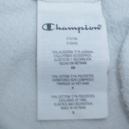 Champion Men's White Small Pullover Hoodie Logo Graphic Sweatshirt