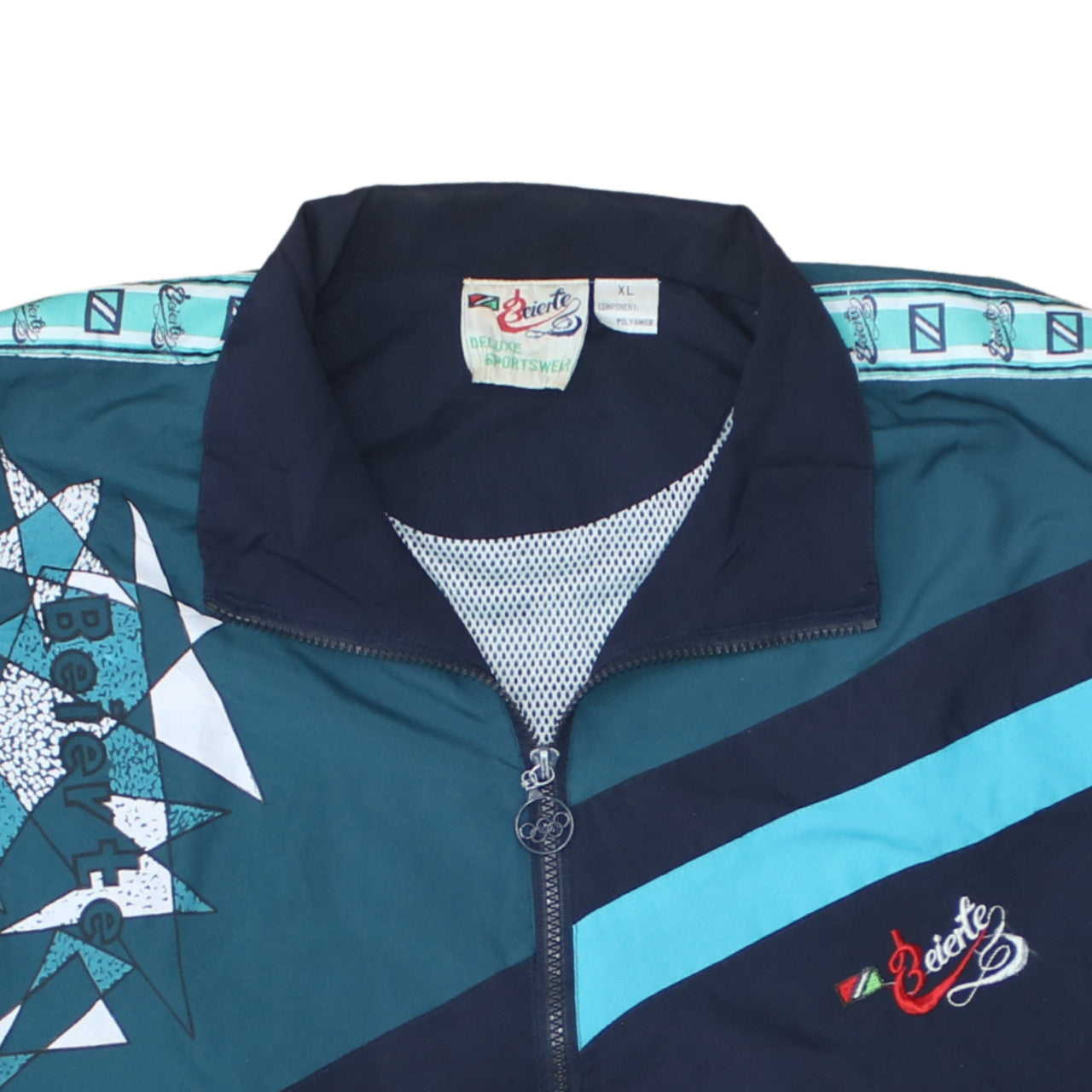 Beierte Mens Blue 90s Windbreaker Jacket XL Retro Sportswear