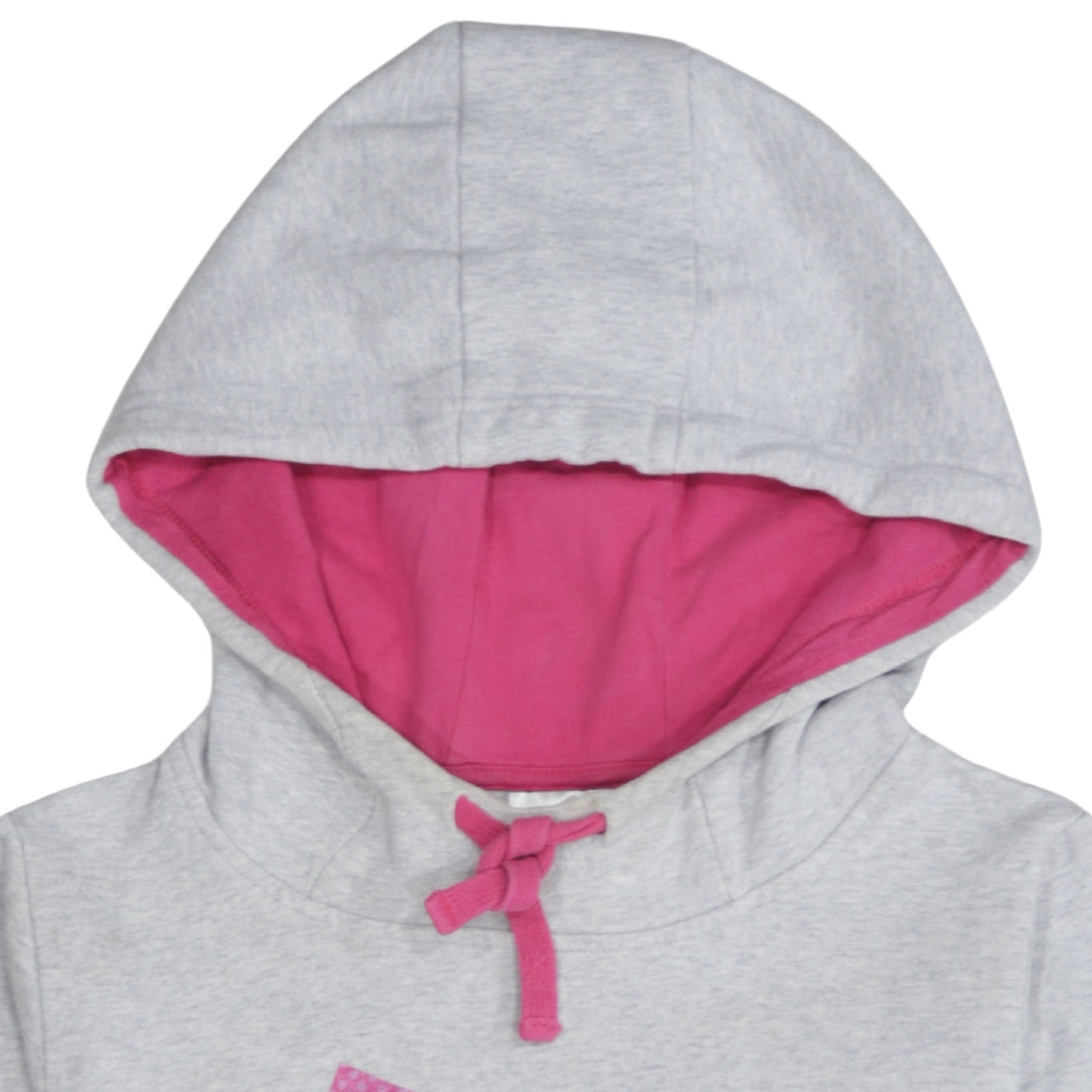 Adidas Womens Grey Pink Hooded Pullover Sweatshirt L