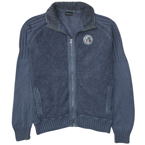 Napapijri Men's Blue Full Zip Cotton Knit Sweatshirt Size M