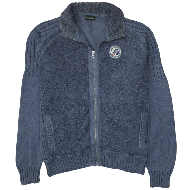 Napapijri Men's Blue Full Zip Cotton Knit Sweatshirt Size M