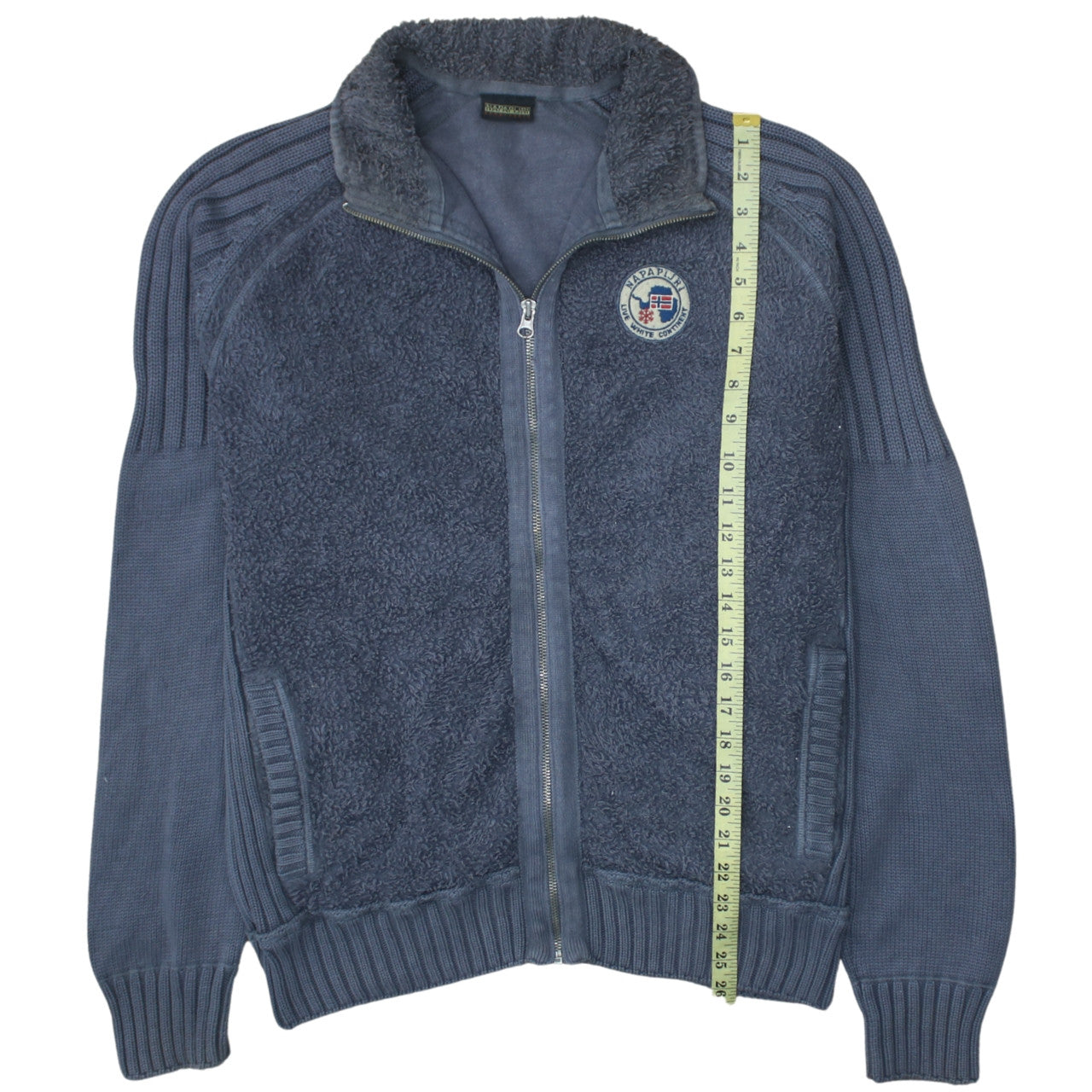Napapijri Men's Blue Full Zip Cotton Knit Sweatshirt Size M