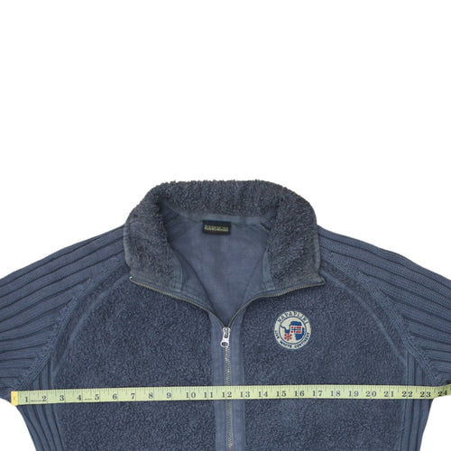 Napapijri Men's Blue Full Zip Cotton Knit Sweatshirt Size M