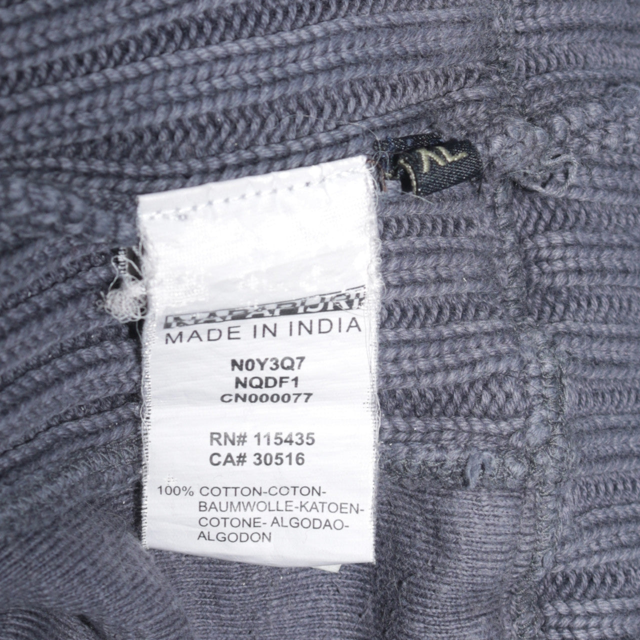 Napapijri Men's Blue Full Zip Cotton Knit Sweatshirt Size M