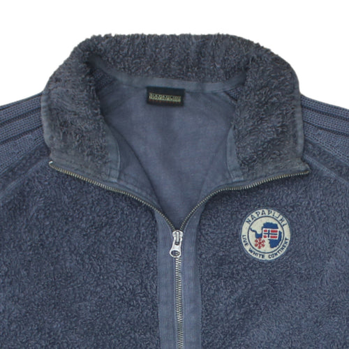 Napapijri Men's Blue Full Zip Cotton Knit Sweatshirt Size M