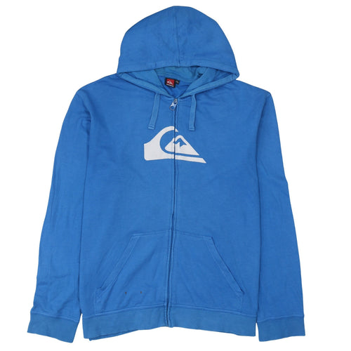Quiksilver Men Blue 2XL Zip Hoodie Cotton Blend Casual Surfwear