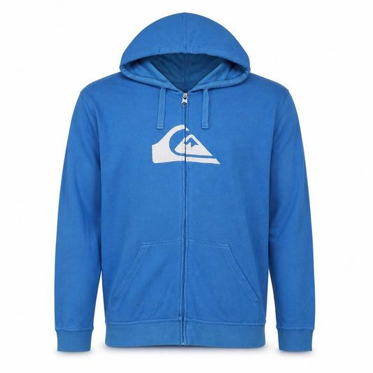Quiksilver Men Blue 2XL Zip Hoodie Cotton Blend Casual Surfwear