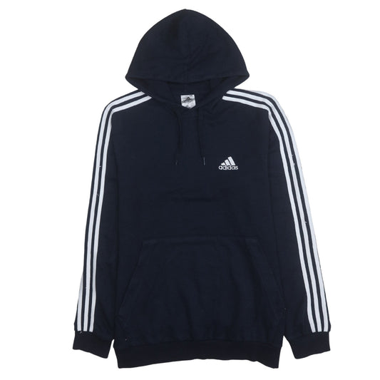 Adidas Mens Blue Pullover Hoodie Size L Classic 3-Stripes Logo