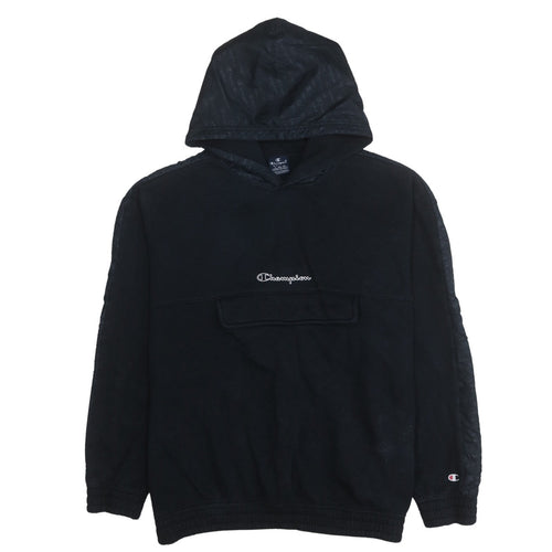Champion Men's Black XL Pullover Hoodie with Logo Embroidery