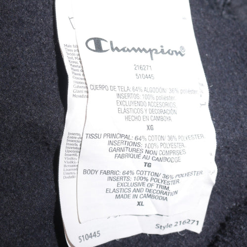Champion Men's Black XL Pullover Hoodie with Logo Embroidery