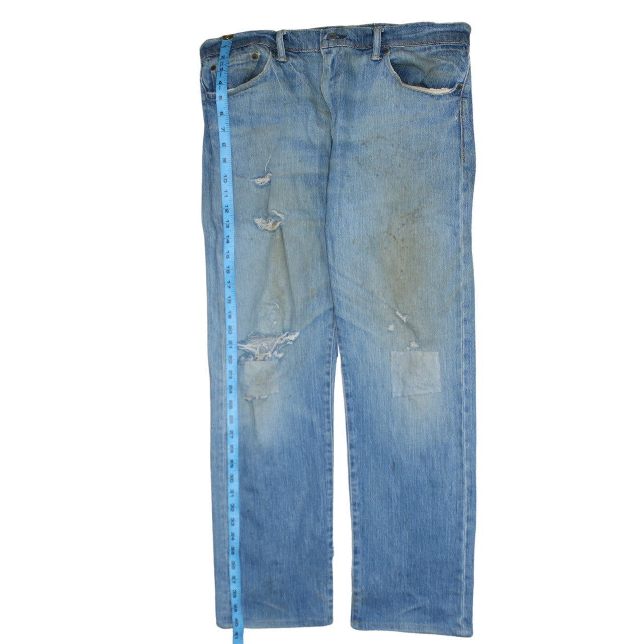 Levi's Men's Blue 501 Straight Leg Distressed Vintage Jeans 32W 34L
