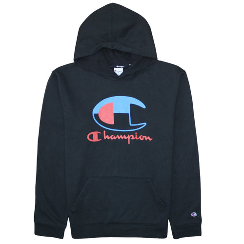 Champion Men's Black XL Pullover Hoodie with Logo Print