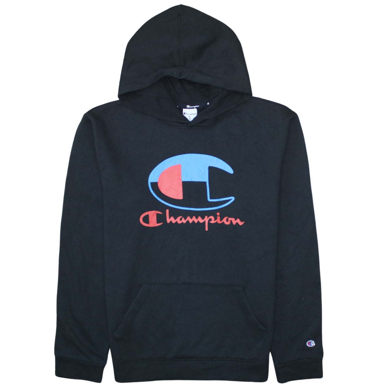 Champion Men's Black XL Pullover Hoodie with Logo Print