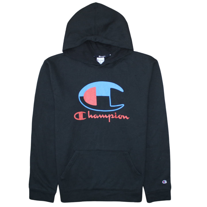 Champion Men's Black XL Pullover Hoodie with Logo Print