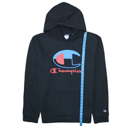 Champion Men's Black XL Pullover Hoodie with Logo Print