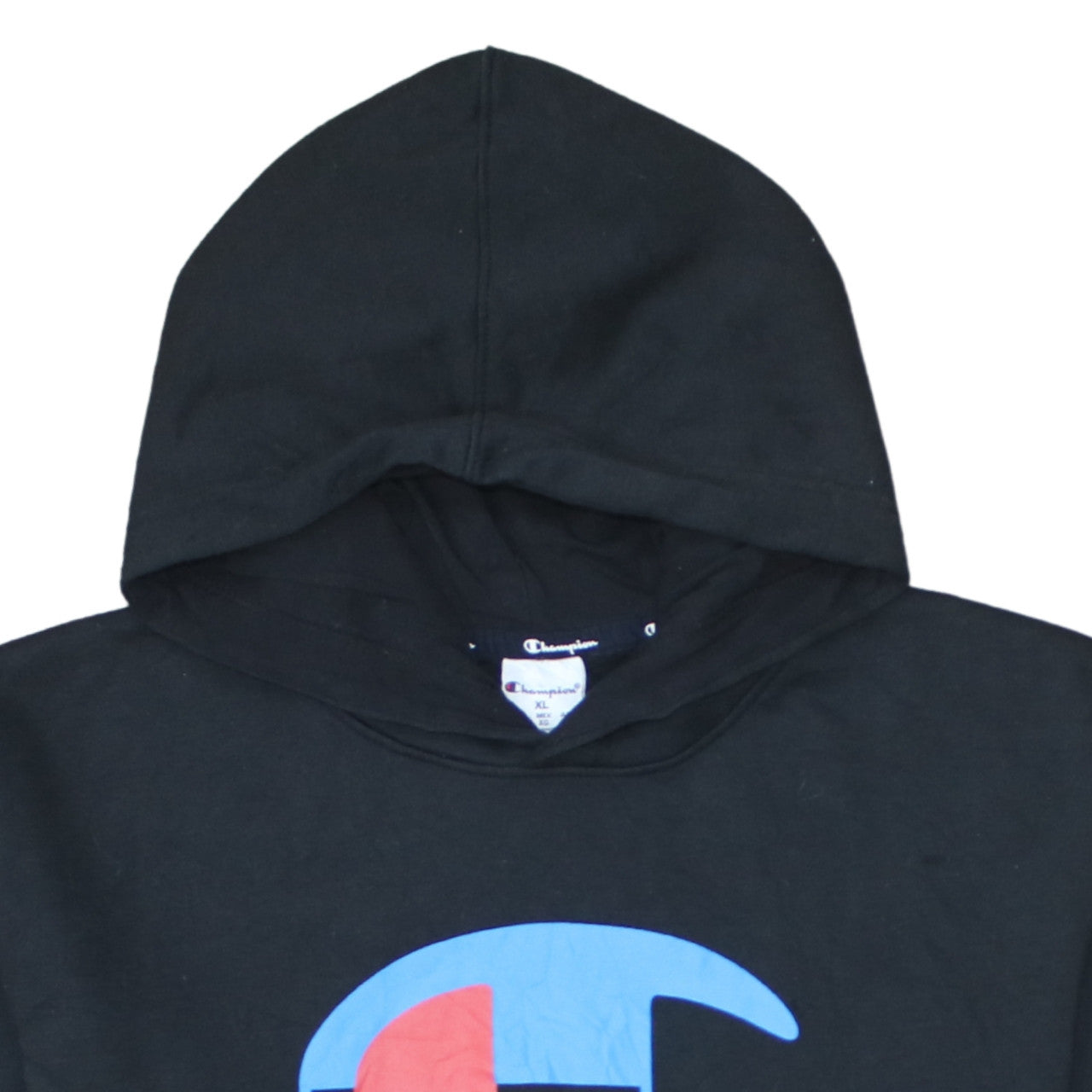 Champion Men's Black XL Pullover Hoodie with Logo Print