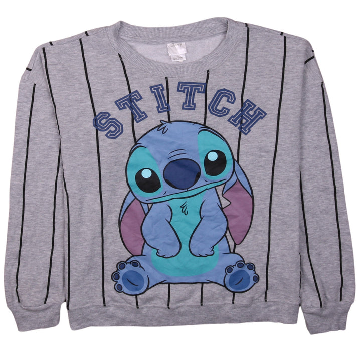 Disney Women Grey Stitch Sweatshirt XL Crew Neck Long Sleeve