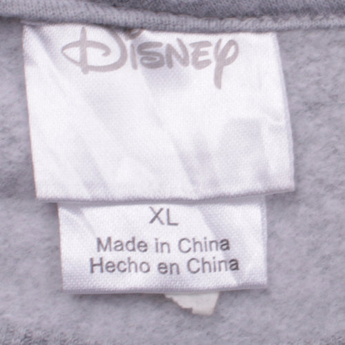 Disney Women Grey Stitch Sweatshirt XL Crew Neck Long Sleeve