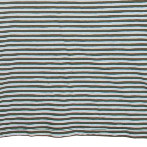 Tommy Jeans Men's Green White Striped Cotton T-Shirt XL