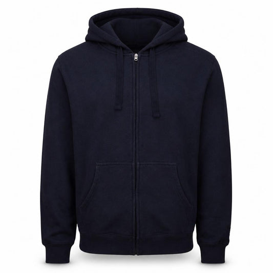 Front view of Champion Men's Blue Full Zip Hoodie, size S
