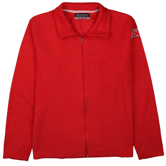 Kappa Womens Red Fleece Full Zip Sweatshirt XL Relaxed Fit