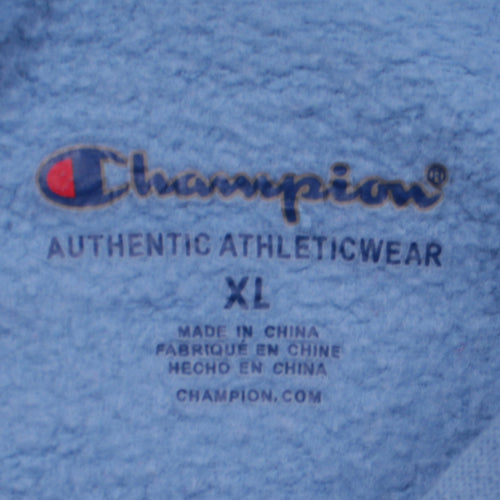 Champion Women’s Blue Pullover Hoodie XL Embroidered Logo Cotton Blend