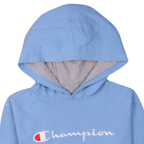 Champion Women’s Blue Pullover Hoodie XL Embroidered Logo Cotton Blend