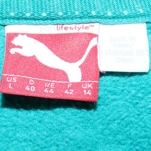 Puma Women's Green Pullover Hoodie Size 14 Lined Cotton Blend