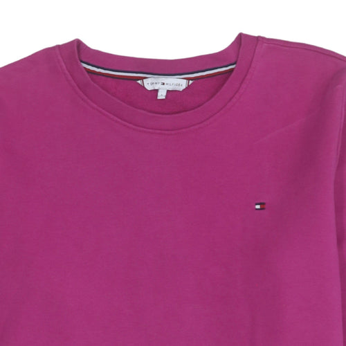 Tommy Hilfiger Women's Pink Crew Neck Sweatshirt Size S Cotton Logo