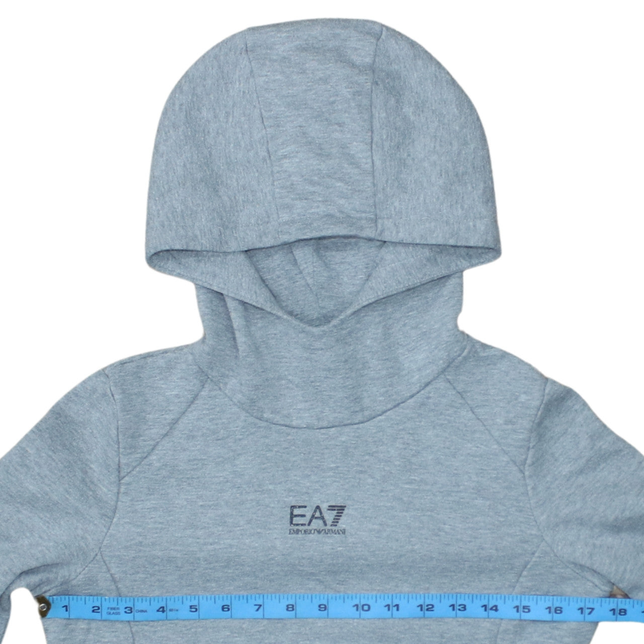 Emporio Armani EA7 Men's Grey XS Pullover Hoodie with Zip Pockets