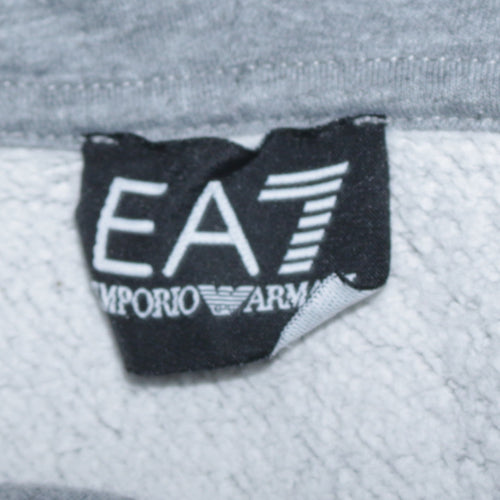 Emporio Armani EA7 Men's Grey XS Pullover Hoodie with Zip Pockets