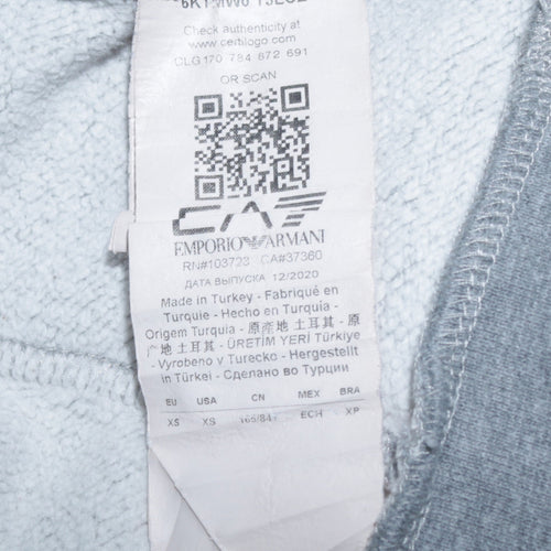 Emporio Armani EA7 Men's Grey XS Pullover Hoodie with Zip Pockets