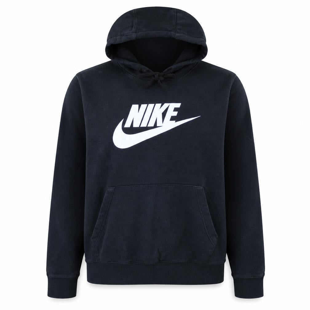 Front view of Nike Women's Black XL Pullover Hoodie with Logo Print