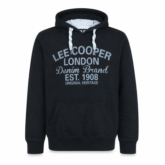 Front view of Lee Cooper Men's Black Pullover Hoodie L London Graphic Print